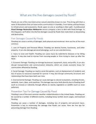 What are the five damages caused by flood