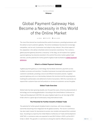 Global Payment Gateway Has Become a Necessity in this World of the Online Market
