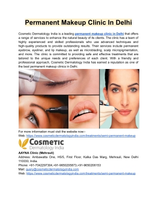 Permanent Makeup Clinic In Delhi