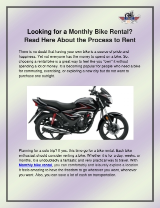 Monthly bike rental