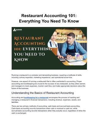 Restaurant Accounting 101: Everything You Need To Know