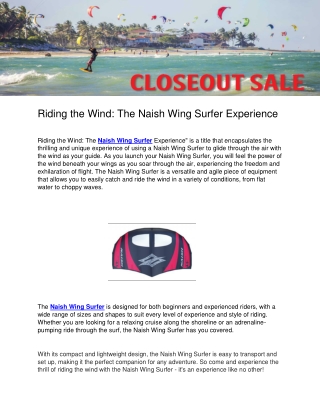 Riding the Wind: The Naish Wing Surfer Experience