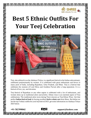 Best 5 Ethnic Outfits For Your Teej Celebration