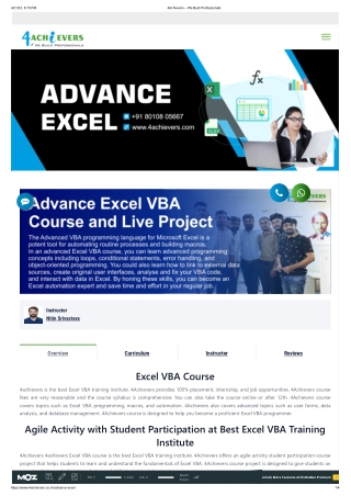 Advance Excel VBA Training Institute