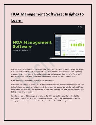 HOA Management Software-Insights to Learn