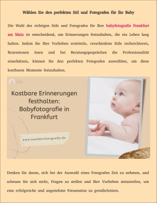 Wählen Sie den perfekten Stil und Fotografen für Ihr Baby