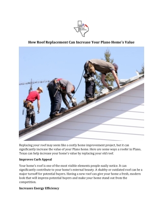 How Roof Replacement Can Increase Your Plano Home’s Value