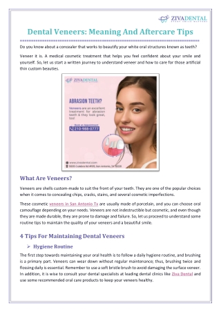 Dental Veneers Meaning And Aftercare Tips