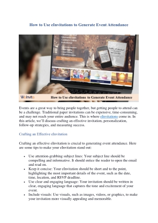 How to Use eInvitations to Generate Event Attendance