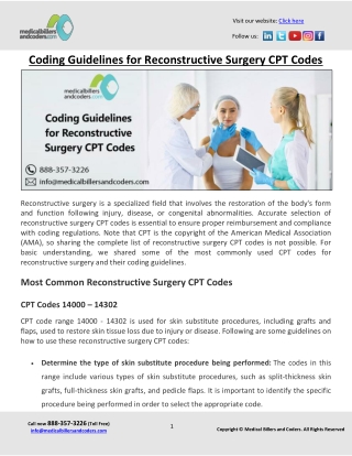 Coding Guidelines for Reconstructive Surgery CPT Codes