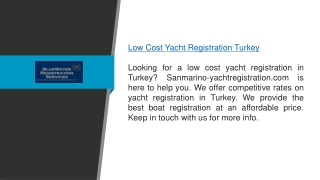 Low Cost Yacht Registration Turkey  Sanmarino-yachtregistration.com