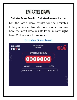 Emirates Draw Result  Emiratesdrawresults.com