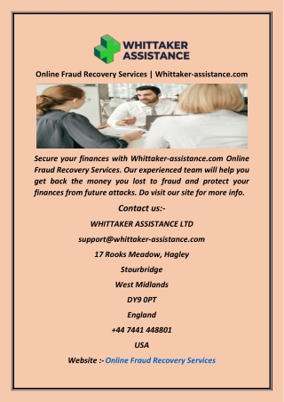 Online Fraud Recovery Services  Whittaker assistance com