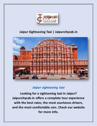 Jaipur Sightseeing Taxi | Jaipurcitycab.in