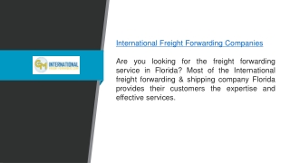 International Freight Forwarding & Shipping Companies in Florida