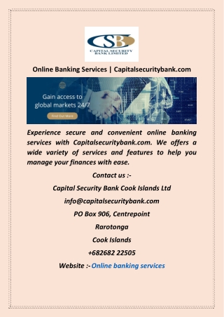 Online Banking Services  Capitalsecuritybank com
