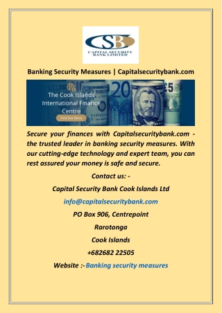 Banking Security Measures  Capitalsecuritybank com