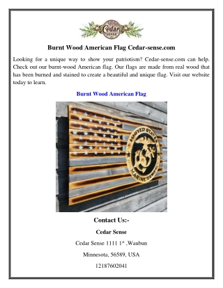 Burnt Wood American Flag | Cedar-sense.com