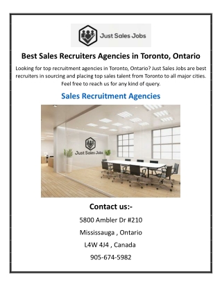 Best Sales Recruiters Agencies in Toronto, Ontario