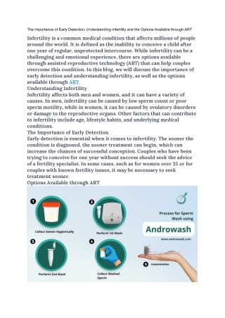 The Importance of Early Detection- Understanding Infertility and the Options Available through ART