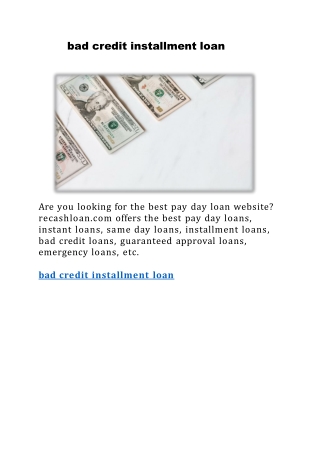 bad credit installment loan