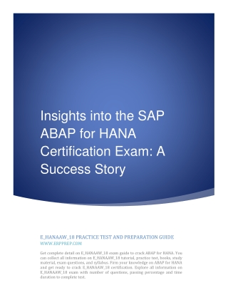 Insights into the SAP ABAP for HANA Certification Exam- A Success Story