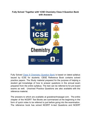 ‘Together with’ ICSE Class 9 Chemistry Question Bank for Session 2023-24