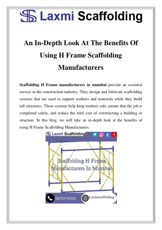 Scaffolding H Frame Manufacturers In Mumbai Call-9870274204