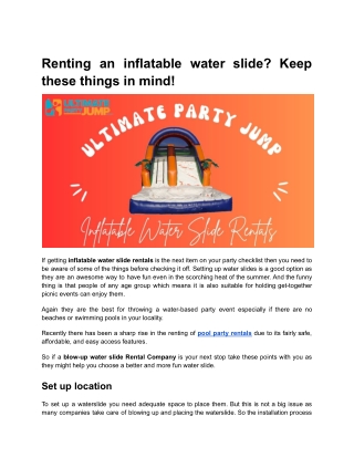 Renting an inflatable water slide