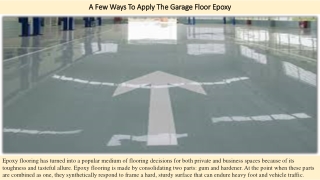 A Few Ways To Apply The Garage Floor Epoxy