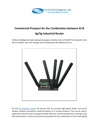 Commercial Prospect for the Combination between AI & 4g,5g Industrial Router