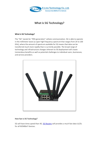 What is 5G Technology? | E-Lins Technology