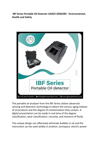 IBF Series Portable Oil Detector GAXCE SENSORS