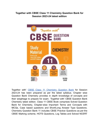 Class 11 ‘Together with Solved Question Bank Chemistry for Session 2023-24