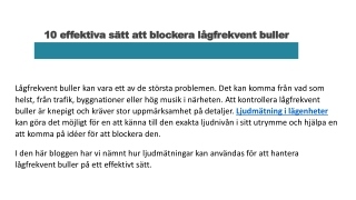 10 effektiva sätt att blockera lågfrekvent buller