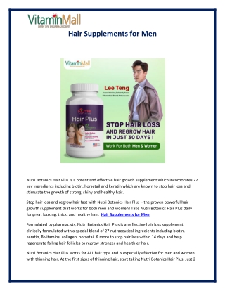 Hair Supplements for Men