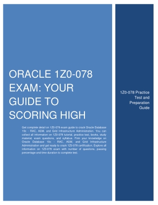 Oracle 1Z0-078 Exam: Your Guide to Scoring High