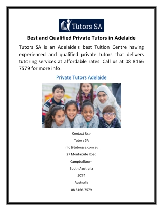 Best and Qualified Private Tutors in Adelaide