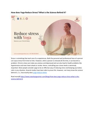 How does Yoga Reduce Stress What is the Science Behind It