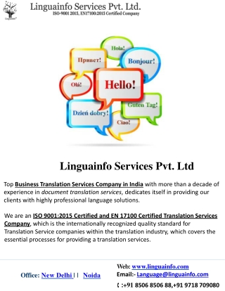 Certified Language Translation Company In India|Linguainfo