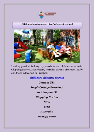 Childcare chipping norton | Joey's Cottage Preschool