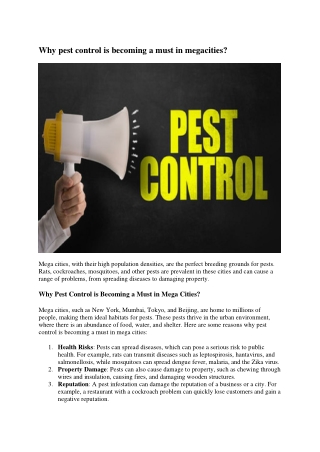 Why pest control is becoming a must in megacities