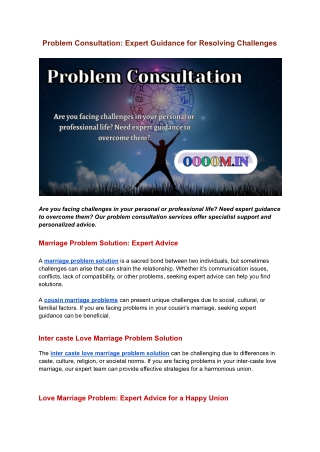 Problem Consultation_ Expert Guidance for Resolving Life Challenges