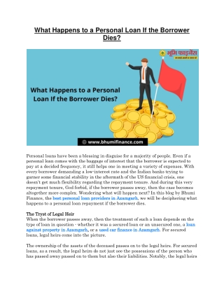 What Happens to a Personal Loan If the Borrower Dies