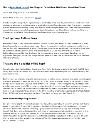 Essay Concerning Evaluation Of Hip-hop Dance As Well As Factors For Its