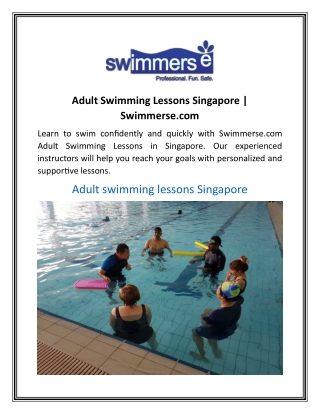 Adult Swimming Lessons Singapore  Swimmerse.com