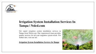 Irrigation System Installation Services In Tampa | Nslcd.com