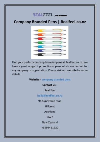 Company Branded Pens  Realfeel.co.nz