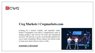 Cwg Markets | Cwgmarkets.com