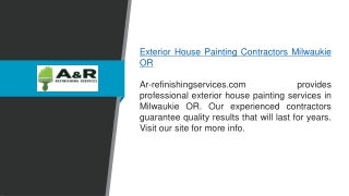 Exterior House Painting Contractors Milwaukie Or  Ar-refinishingservices.com